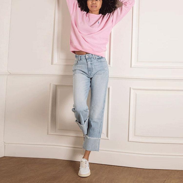 Polo Ralph Lauren Логотип Принт Однотонный Свободный Длинный Рукав Круглый Вырез Толстовка Женская Толстовка Розовый 211780304-016