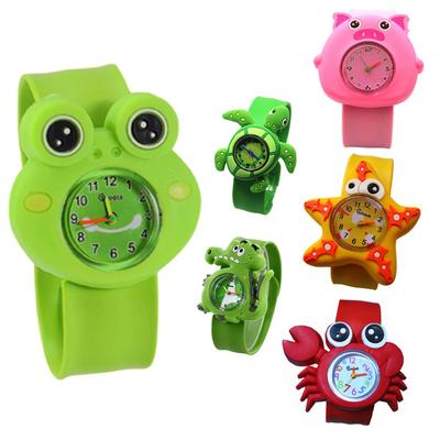 Мальчики Девочки Дети Подарок Мультфильм Животное Пощечина Часы Милая Лягушка Кварцевые Наручные Часы Цифровые
