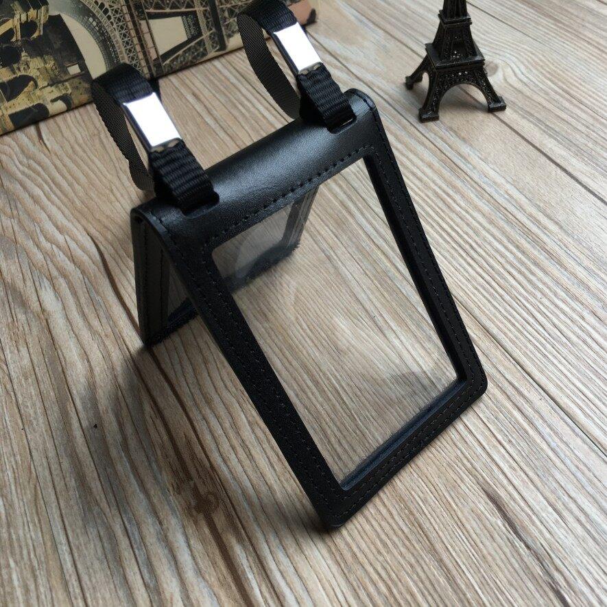 Новый подлинный кожаный чехол для удостоверения личности для сотрудников, студенческих контрольных билетов, автобусных карт, держателя для удостоверения личности, шейного ремня, канцелярских принадлежностей