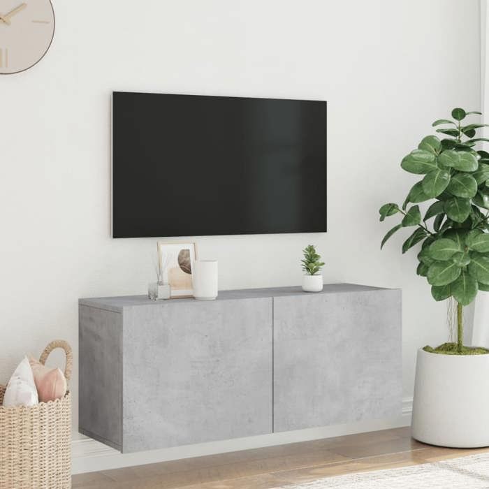 VidaXL Meuble TV mural gris béton 100x30x41 cm 836969