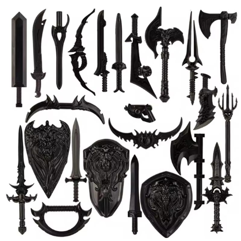 MOC Средневековые Строительные Блоки Персонаж Рыцарь Воин Набор Аксессуаров Шлем Наплечники Щит Лук Стрела Кирпич Подарок Игрушка X022