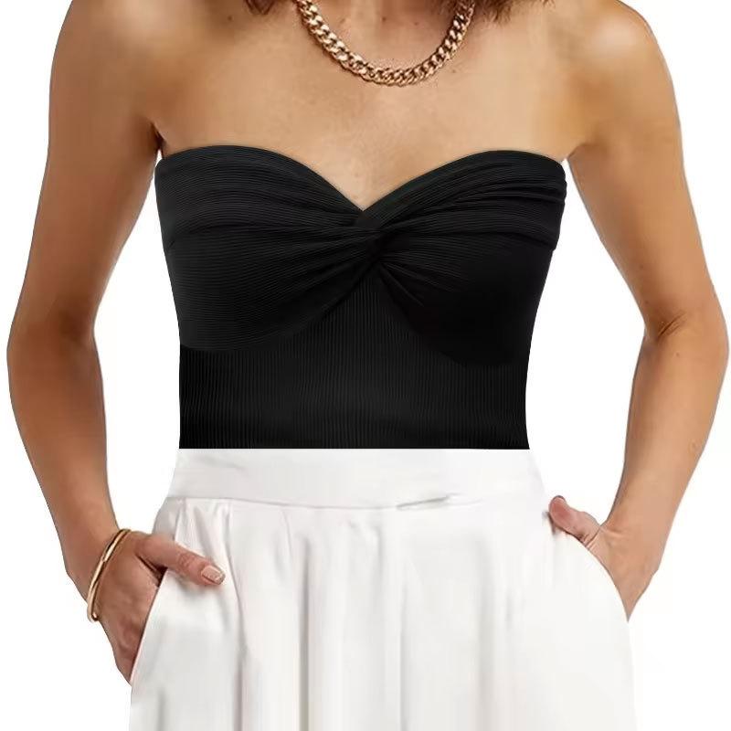 Summer Women's Knit Sheath Solid Colour Casual Skinny Top