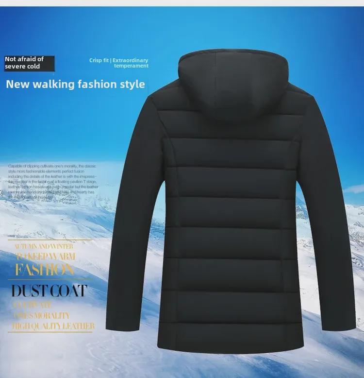 2021 Velvet-Lined Cotton Winter Coat: Men's Mid-Aged & Elderly