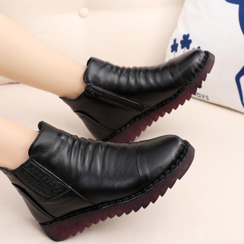 Мода GKTINOO 2025 Мода Зима Женская обувь Женщина Натуральная кожа Плоские Ботильоны Женские Водонепроницаемые Теплые Ботинки на танкетке