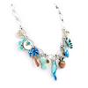 [H2410] - Дизайнерское колье 'Sous Les Tropiques' бирюзово-коричневого цвета