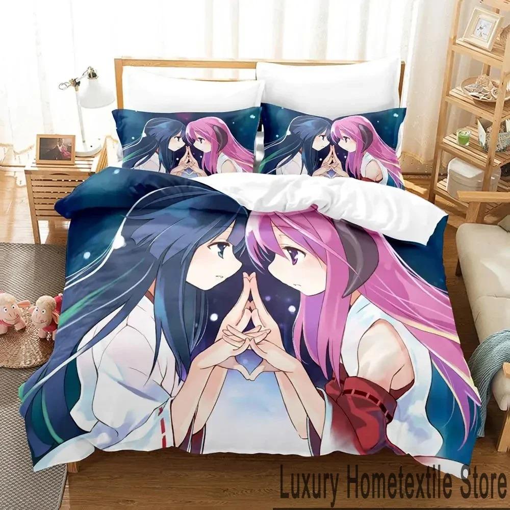 Аниме Higurashi When They Cry Постельный комплект 3D Пододеяльник Комплект постельного белья Покрывало Наволочка Одеяло Кинг Квин Размер Мальчики Взрослые