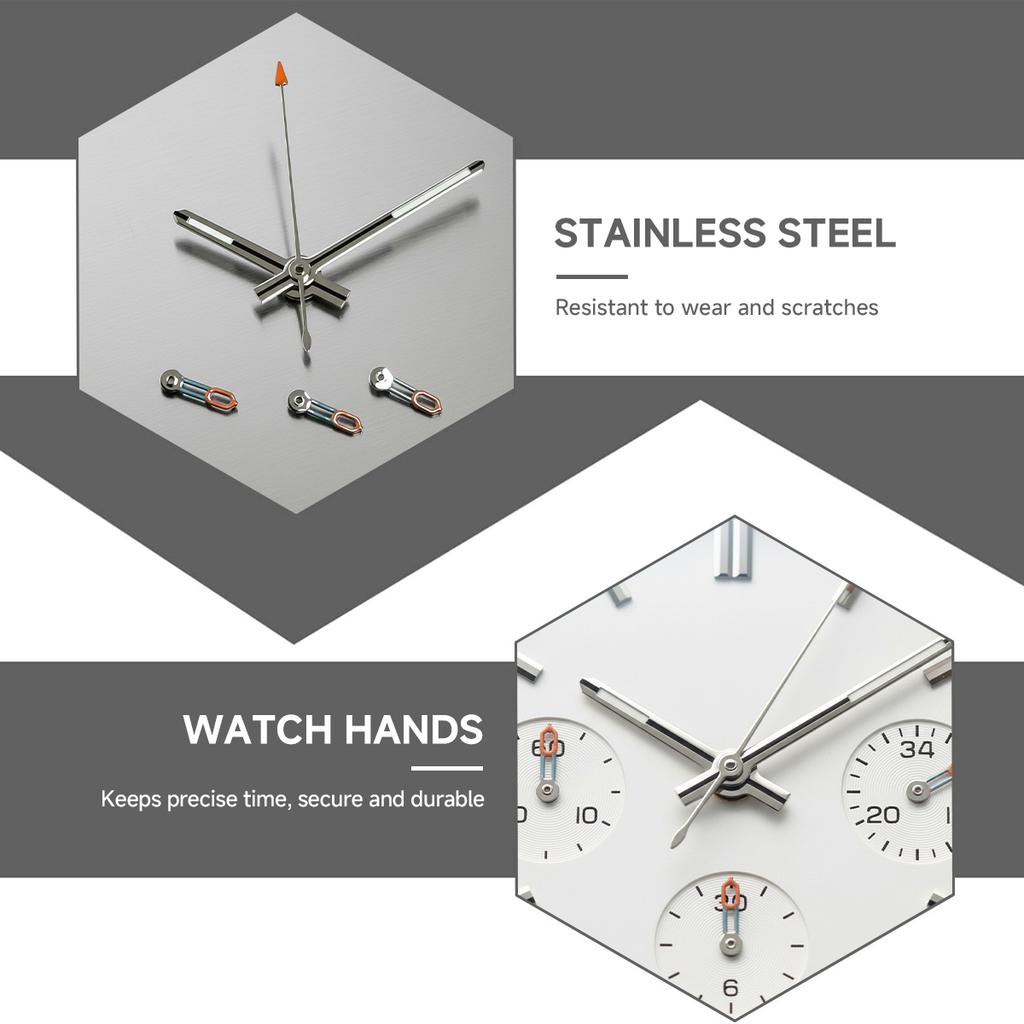 Серебристые/Оранжевые Стрелки для Часов для Механизма VK63 6 Пинов Зеленый Люминесцентный Указатель Часов Аксессуары