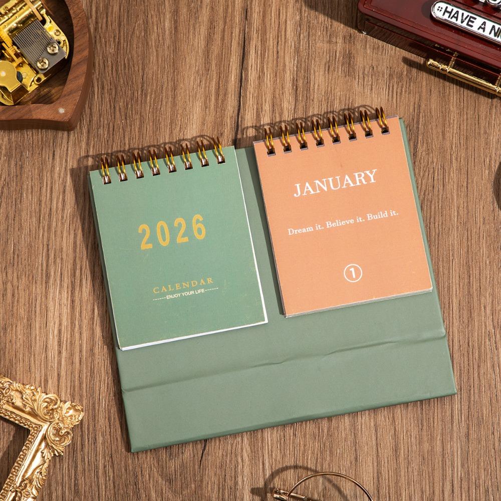 Double Row 2026 Desk Calendar Portable Daily Planner Simple Mini Calendar Office School Supplies
