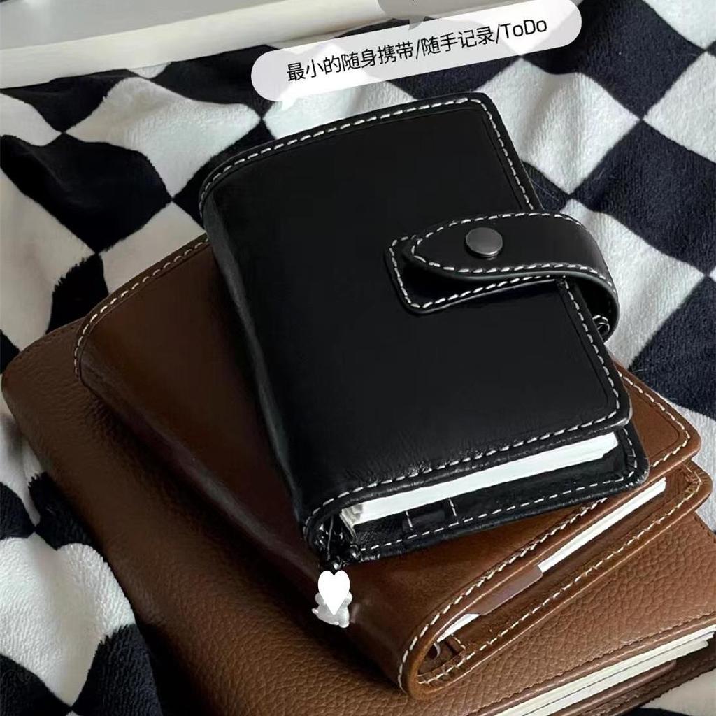 Deep Brown Leather Planner Binder with Removable Notebook and Pocket Diary