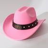 Adult Western Cowboy Hat with Pentagram, Vintage Jazz Fedora, Felt Hat with Gems