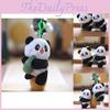 Cute Fluffy Panda Key Holder Plush Toy Miniature Bag Accessory