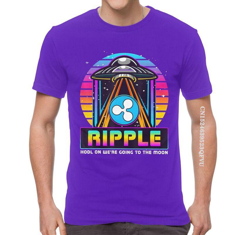 Mens Ripple XRP HODL On We Are Going To The Moon T Shirts Vaporwave Bitcoin Tshirt Hip Hop T Shirt Cotton Oversized Tee Tops