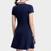 Fila Однотонное простое приталенное теннисное спортивное дышащее платье-поло для женщин, королевско-синее A11W323307F-NV