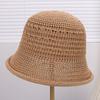 New hollow knitted bucket hat, crimped face covering, small and breathable, versatile and thin sunscreen sunshade basin hat
