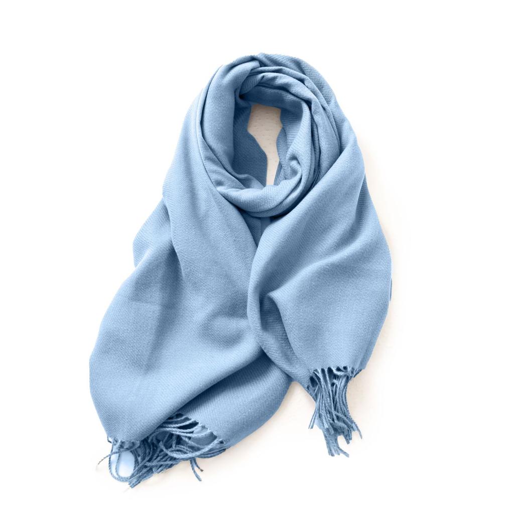 Double-Sided Solid Color Macaron Scarf For Women, Imitation Cashmere Tassel To Keep Warm In Winter
