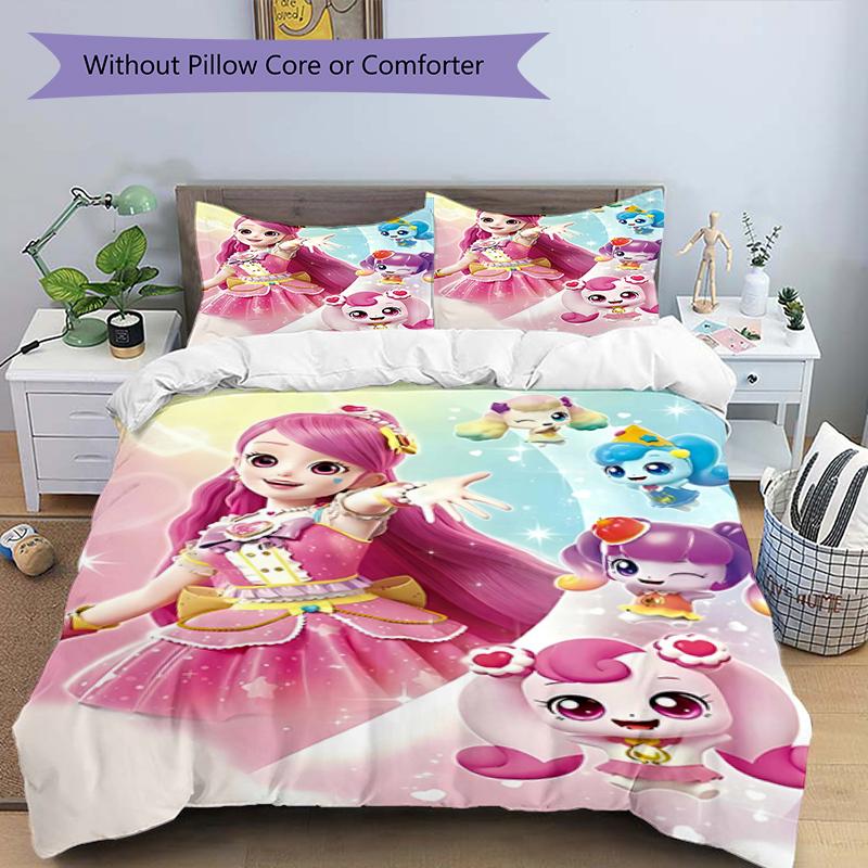 3pcs Magic Sweethear (4) Design Cover Set - HD Printed Bedding with 1 Cover and 2 Pillowcases - Perfect for Home and Dorm Decor