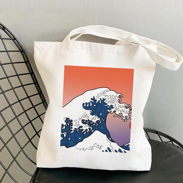 Сумка-шоппер The Great Retro Wave с розовым принтом Kawaii Bag Harajuku, женская сумка для покупок, холщовая сумка-шоппер для девочек, женская сумка на плечо