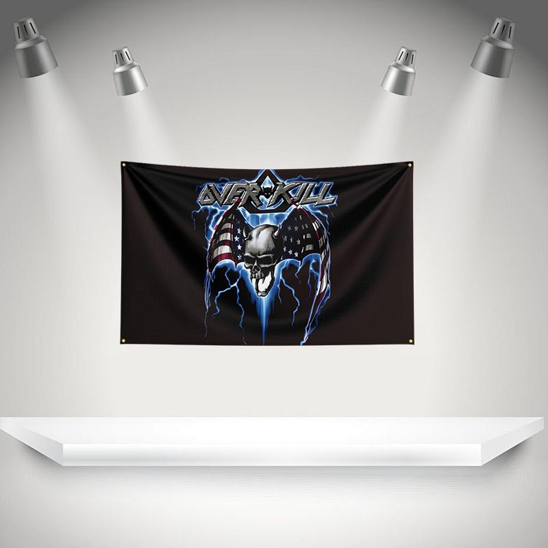 O-overkills Flag Rock Music Band Banner HD Printing Tapestry Exhibition, Music Band Fans, Garage Decor