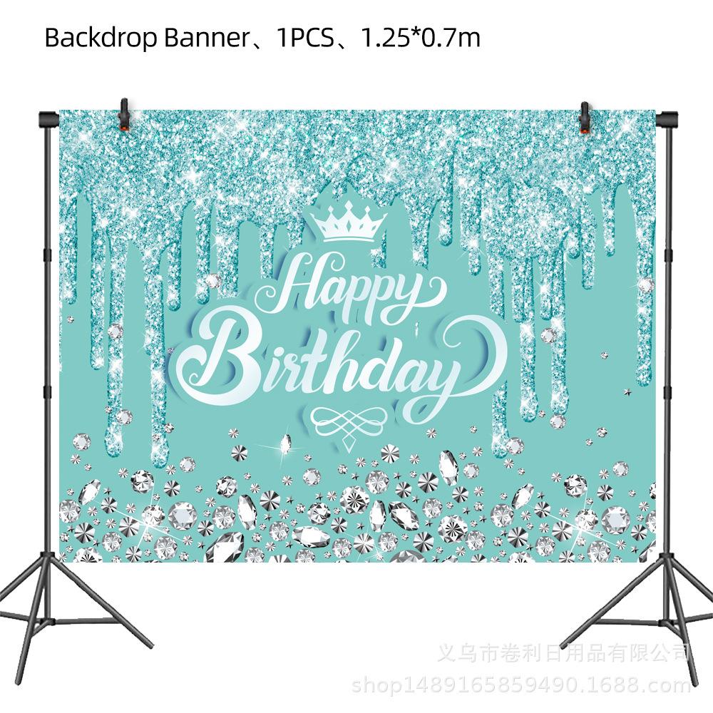 Принадлежности для дня рождения в бриллиантовой тематике Украшения для дня рождения Фиолетовый Розовый Голубой Тиффани Украшенные шары Бумажные тарелки Столовые приборы