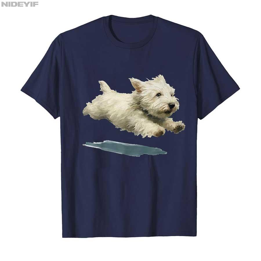 Interesting running puppy art print exquisite Sitri dog Tshirt suitable for both Unisex pure cotton Tshirt shortsleeved top