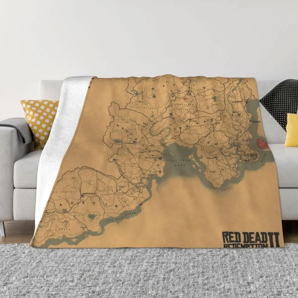 Red Dead Redemption 2 Map Poster - RDR2 Map Throw Blanket Throw Blanket for Sofa Kid'S Blanket