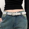 Звездные люверсы Женский джинсовый ремень Металлическая пряжка Девочки Клепаный пояс Y2K Звездные поясные ремни Женский