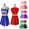 Kids Girls Cheerleading Outfits Sleeveless Crop Top with Skirt School Uniform Cheer Dress Party Cosplay Costume