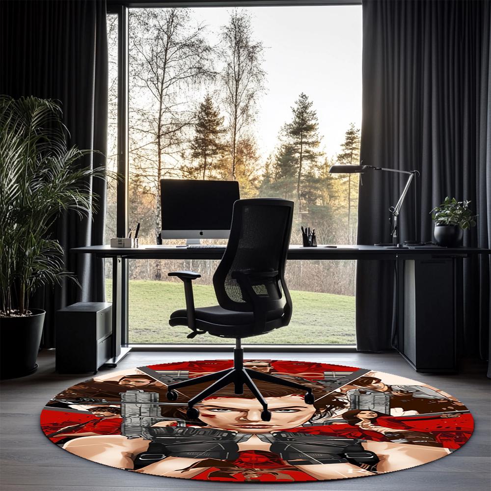 Resident Evil Printed Round Rug Carpet Chair Rug Area Rug Entryway Doormats,for Office Chair Living Room Bedroom Kitchen Room.