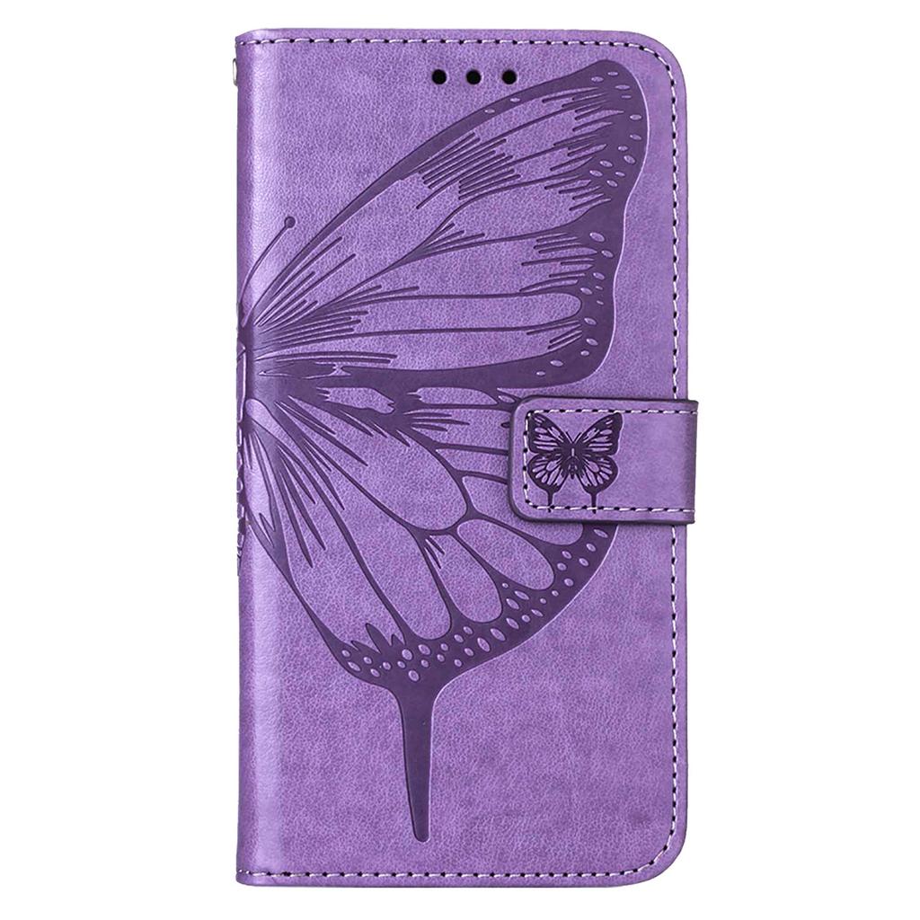 Чехол-кошелек для Motorola Edge 40 Neo 5G с ремешком на запястье, кожаный чехол для телефона с тиснением в виде бабочки