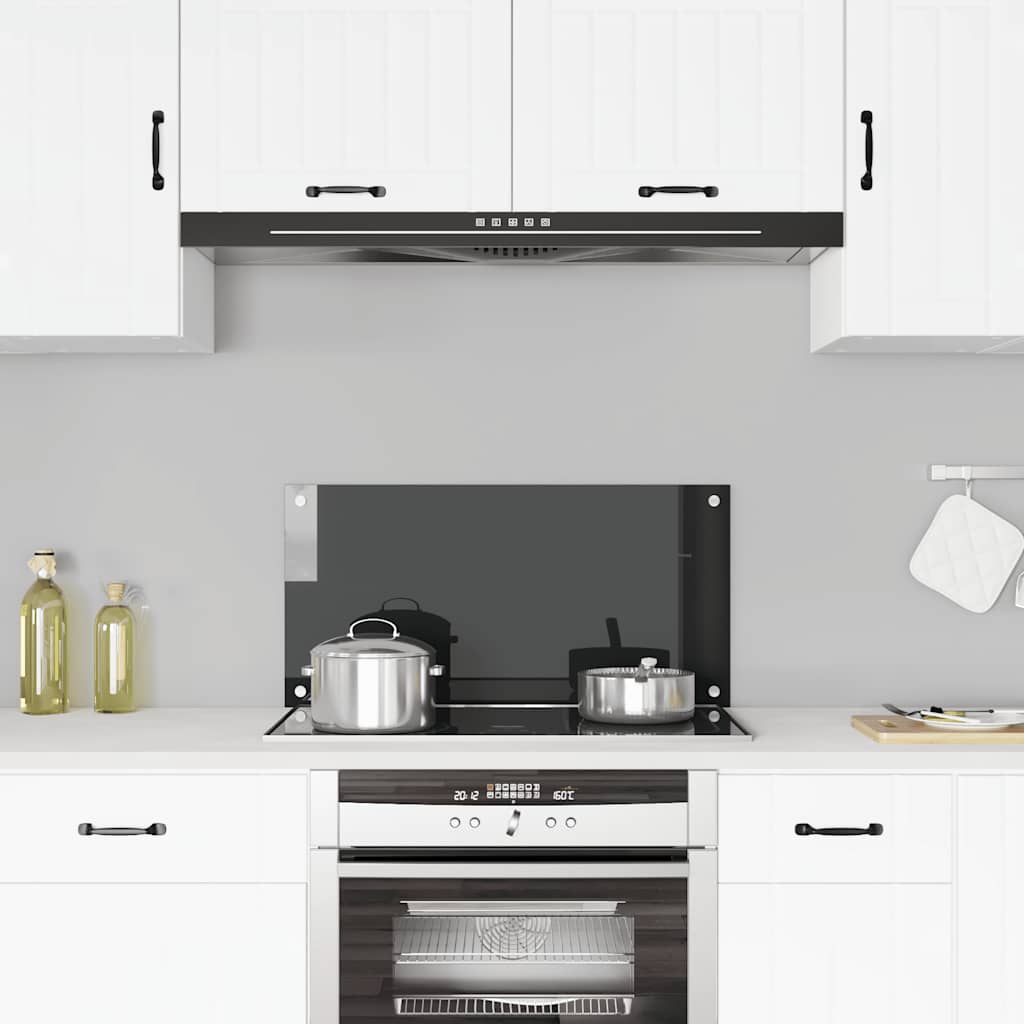 Black Kitchen Backsplash Tempered Glass 80 x 40 cm
