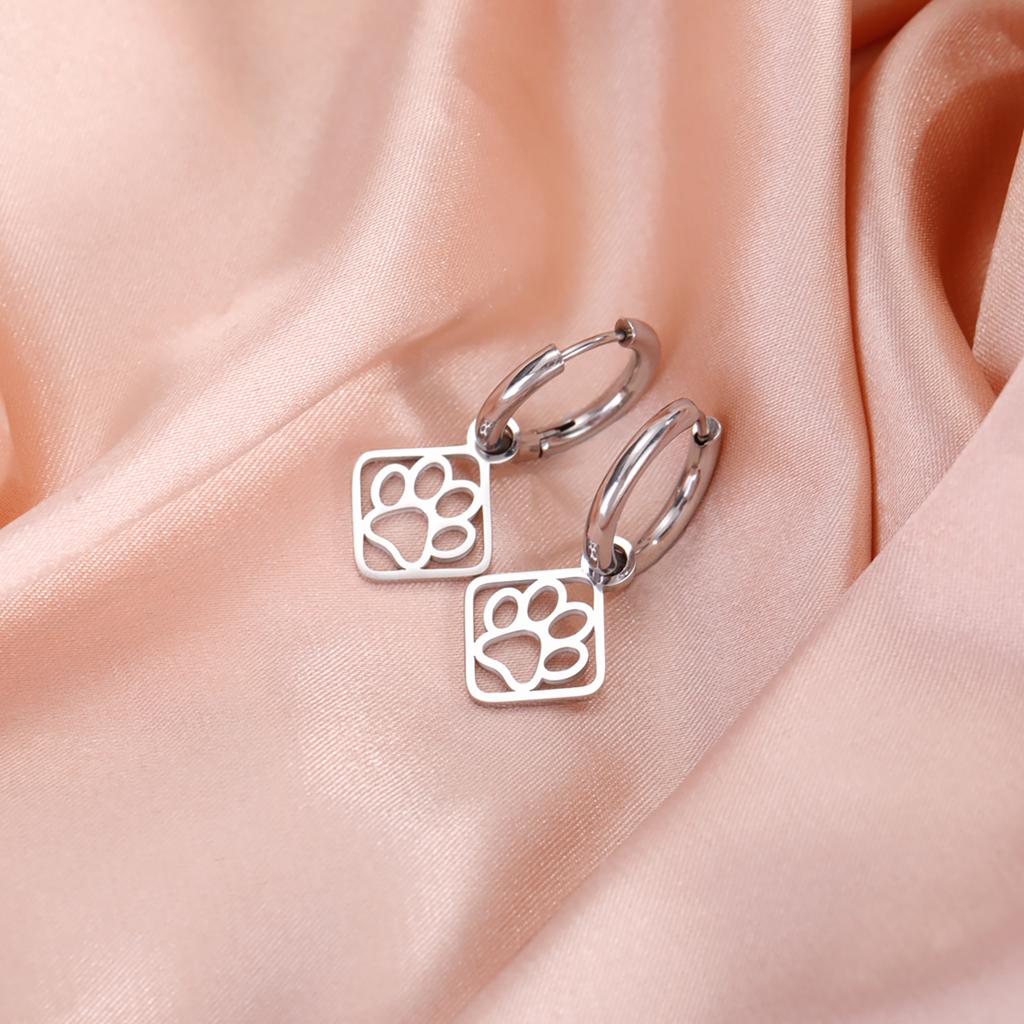 Cazador Animal Dog Cat Paw Footprint Earrings for Women Stainless Steel Flamingo Drop Earrings Jewelry Birthday Gift 2026