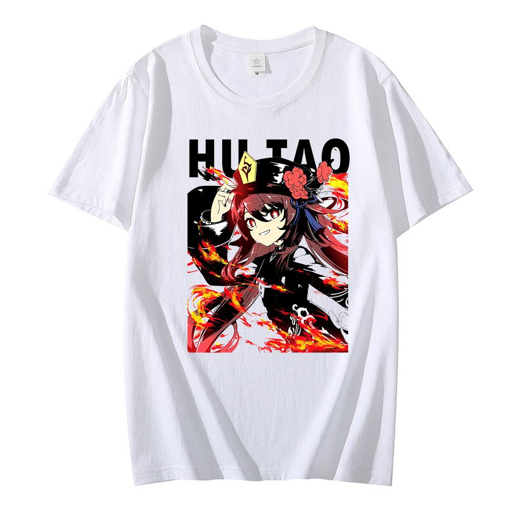 Genshin Impact Hu Tao Забавная футболка с графическим рисунком для мужчин Kawaii Harajuku уличная футболка милая аниме унисекс модная футболка хип-хоп футболка мужская