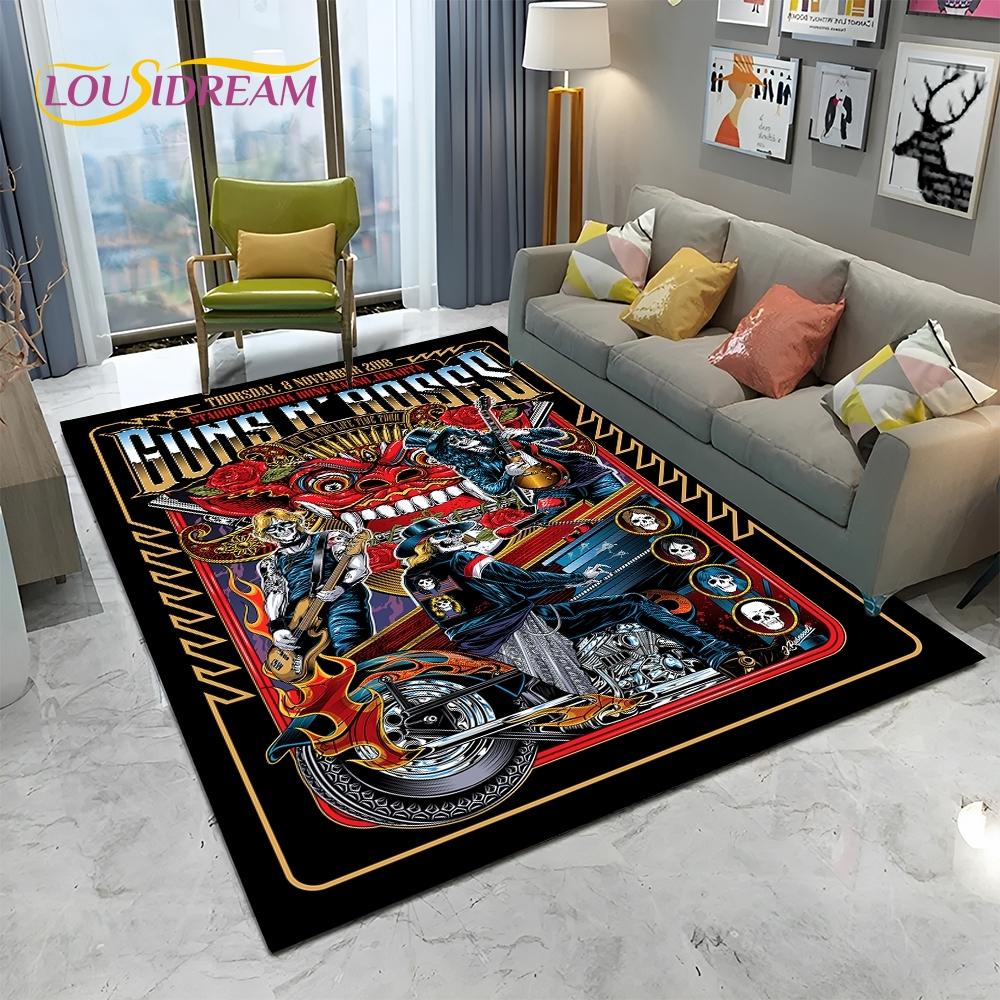 3D Hard Rock Band Guns N Roses Sign Carpet Rug для дома, гостиной, спальни, дивана, коврика для двери, детский коврик, нескользящий напольный коврик