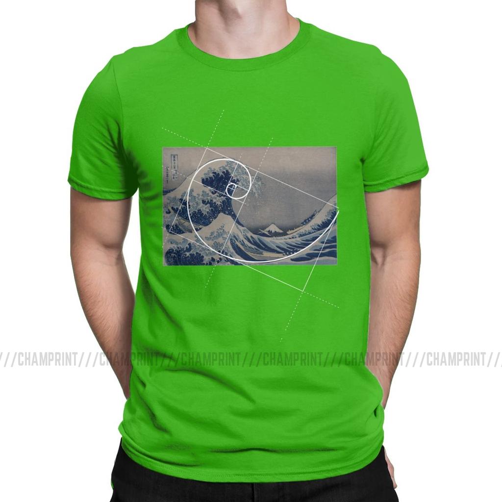 Hokusai Meets Fibonacci Sequence Men ST Shirt Golden Ratio Math T Shirts Technical Geek Vintage