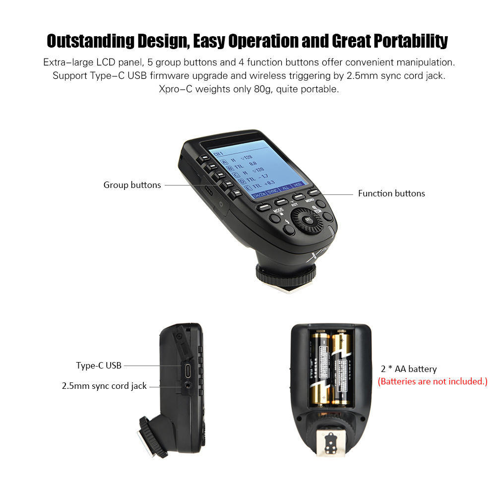 Godox Xpro-C E-TTL II Flash Trigger Transmitter 2.4G Wireless X System 32 канала 16 групп