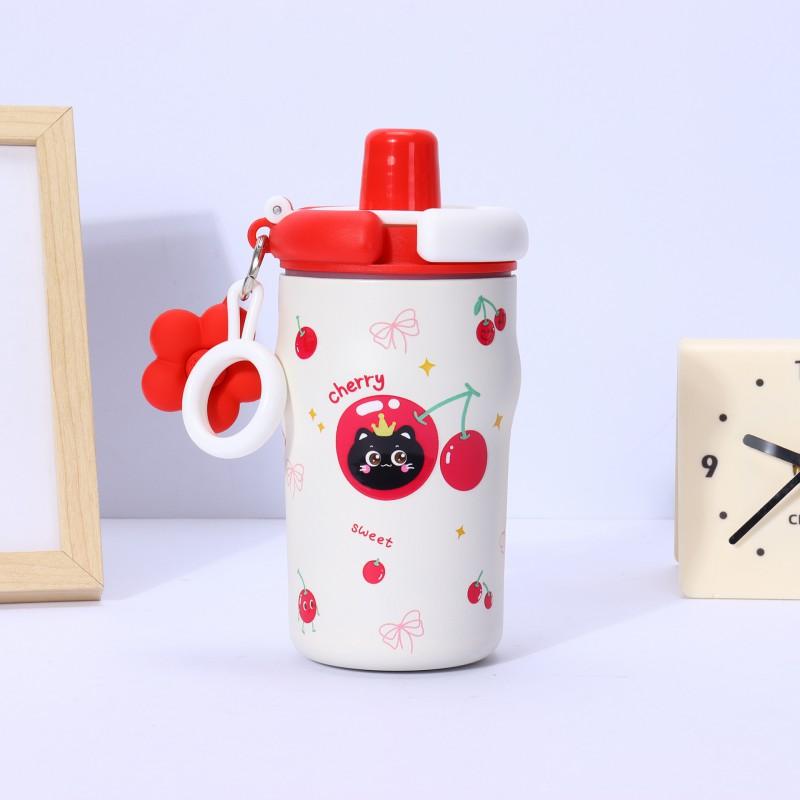 304 Stainless Steel Insulated Tumbler With Straw Lid Women Kids Students Cartoon Design Portable Double Drink Cup 380ml