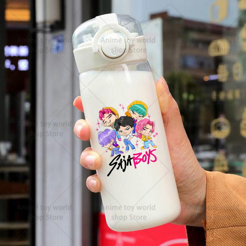 KPop Охотники на демонов Спортивная прозрачная бутылка для воды Портативная для спортзала Путешествий Прозрачная Герметичная Питьевая Матовая 400 мл Игра Развлекательная Безопасная Подходит для детей Веселая