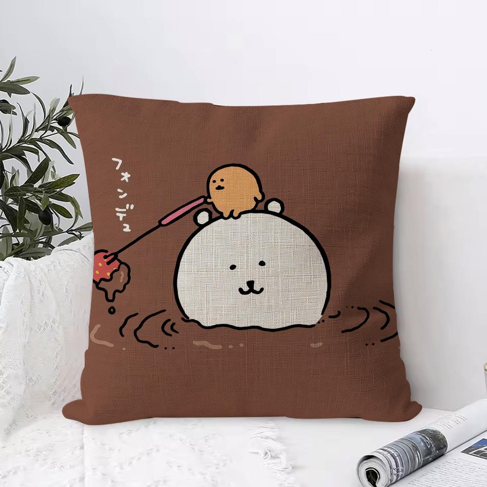 Japan Cute Joke Bear Cushion Cover Eco Linen Pillow Case DoubleSided Print Breathable Durable Zipper Home Decor Gift