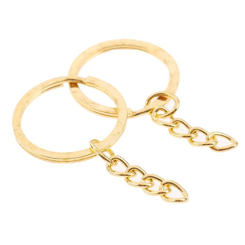 20 шт./лот 28 мм длина брелок для ключей золото серебро цепи круглый брелок