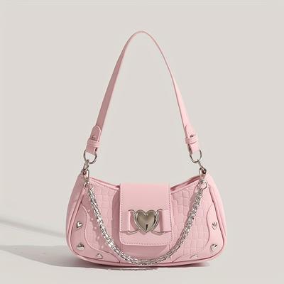 Сумка на плечо Sweet Heart Decor для женщин, съемный ремешок-цепочка, подкладка из полиэстера, милый кошелек, универсальный модный аксессуар, трендовая сумочка