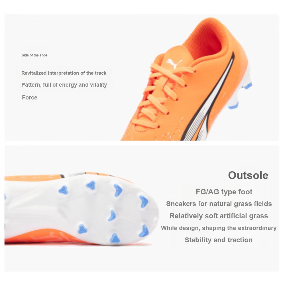 Puma Ultra Play Natural Grass Low Top Kids Football Shoes Kids Football Shoes Orange White 107233-01