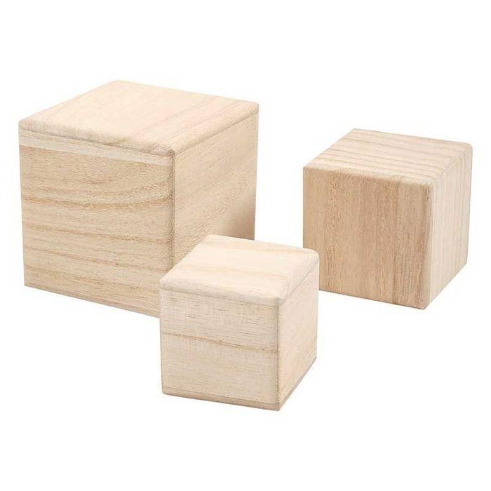 Wooden Cubes - CREOTIME - 5 To 8 Cm - Light Wood - For Children - Mixed