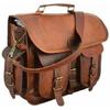 New 18" Men's Briefcase Goat Leather Vintage Brown Messenger Shoulder Laptop Bag