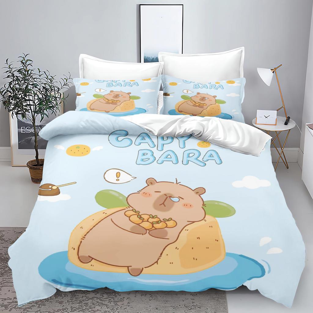 Новый комплект постельного белья с 3D-принтом в виде животных Kawaii Capybara для мальчиков и девочек Twin Queen Size, пододеяльник, наволочка, детская кровать, домашний текстиль для взрослых