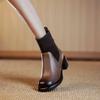 Модные Элегантные Женские Ботильоны на Среднем Каблуке Мода 2024 Ботильоны Круглый Носок Распродажа Зимние Ботинки Обувь Y2k Женские Короткие Туфли
