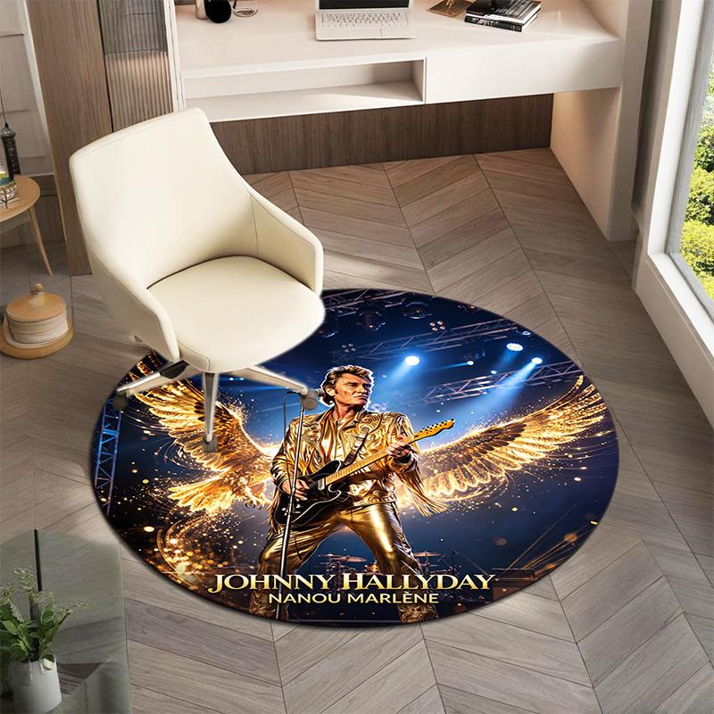 French legendary rock singer and actor Johnny Hallyday Round Carpet Soft Home Decoration Corridor Table and Chair Anti slip Outdoor Floor Mat rug H21