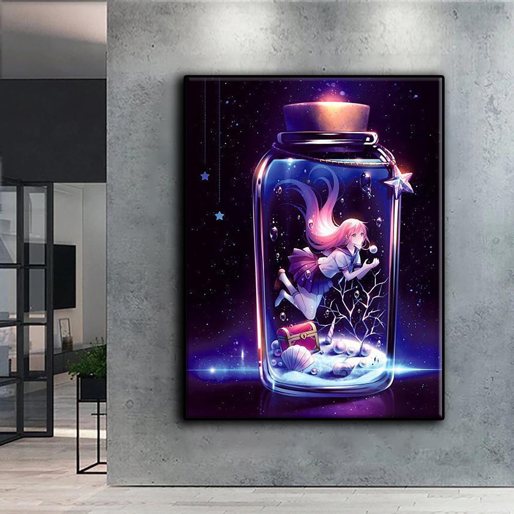 5D Diy Алмазная картина Девушка в бутылке песочных часов Вышивка крестиком Полная алмазная вышивка Мозаика