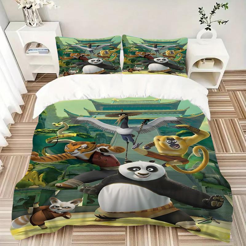 3pcs Kung Fu Panda Bedding Set. Soft and Comfortable with No Core Included (1x Duvet Cover + 2x Pillow Covers) yy251031063