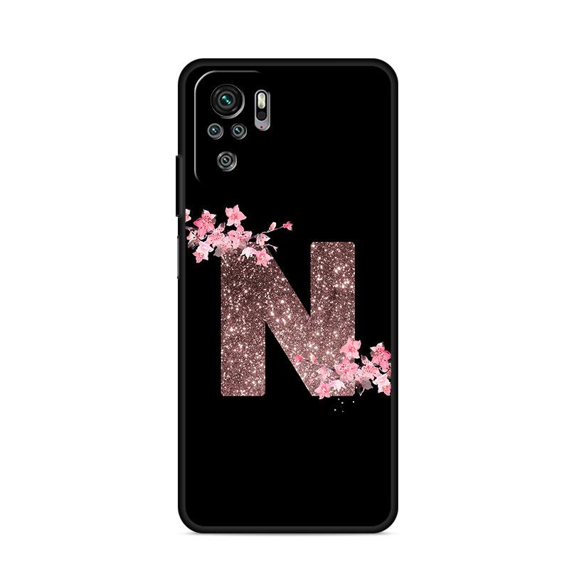 Розовый модный чехол с цветочной буквой MN для Xiaomi Redmi Note 11 10 Pro 12 9S 9 8 9C 9A K40 10C 8T 9T, силиконовый чехол для телефона