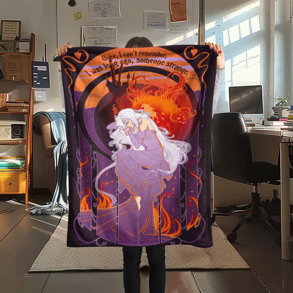 1PC The Last Unicorn Print Flannel Blanket, High quality Comfortable for All Seasons, Home Decor, Warmth and Comfort, Perfect for Christmas Gifts199